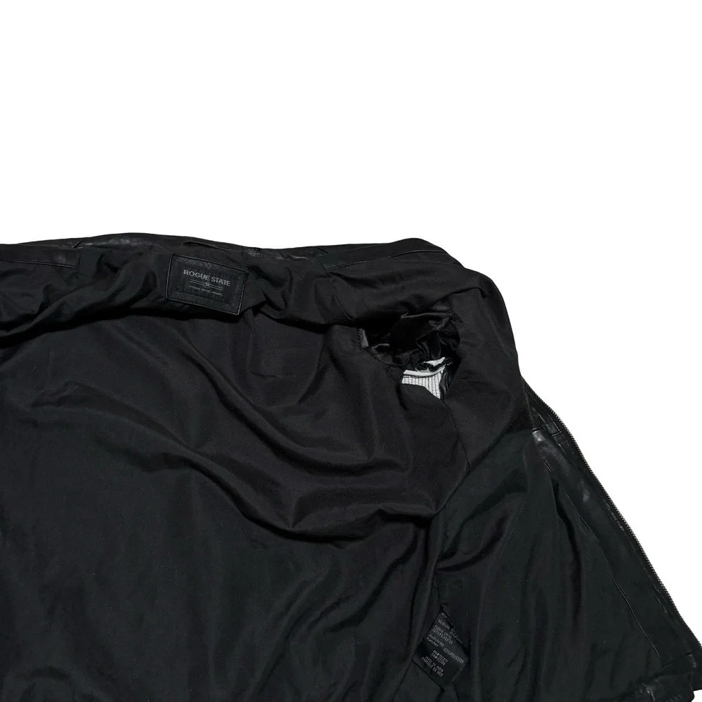 Rogue State Soft Lamb Leather Moto Biker Men Jacket Slim Small 21 x 26 *DAMAGE* - Picture 9 of 11